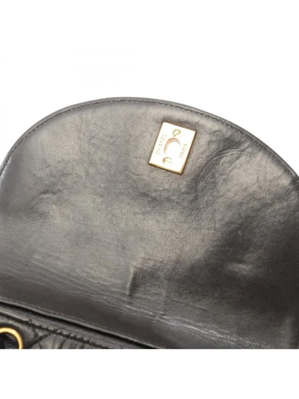 Chanel Backpack Quilted Black Lambskin Double Turnlock Chain